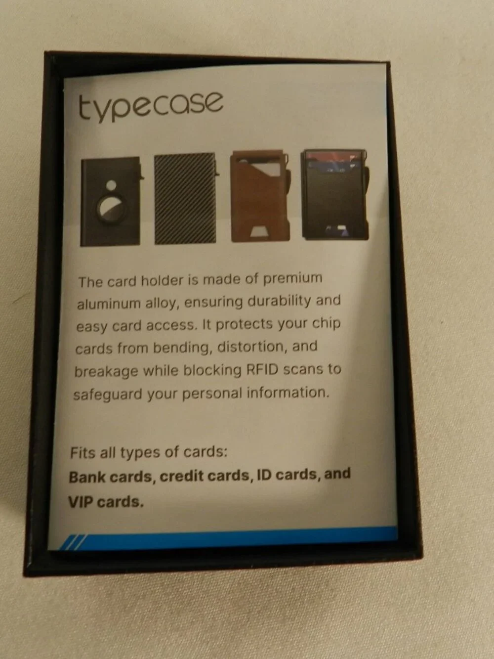 Typecase Wallet Card Holder Pop Up Aluminum Case RFID blocking black Men NIB NEW